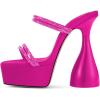imageFSJ Women Open Toe Special Thick High Heel Platform Sandals Rhinestone Strappy Slip On Summer Dress Shoes Size 415 USFuscia