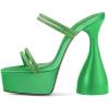 imageFSJ Women Open Toe Special Thick High Heel Platform Sandals Rhinestone Strappy Slip On Summer Dress Shoes Size 415 USGreen