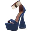 imageFSJ Women Platform Chunky Heel Strappy Sandals Open Toe Metal Ankle Strap Special Shaped Bottle High Heel Wedding Work Party Dress Shoes Size 416 USBlue
