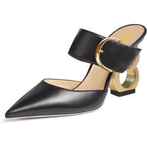 imageFSJ Women Graceful Pointed Toe Gold Chain High Heel Mules Slip On Backless Ladies Dance Date Summer Vacation Shoes Size 416 USBlack