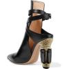 imageFSJ Women Classic Pointed Toe Crystal Block Chunky High Heels Bootie Elastic Ankle Wrap Slingback Party Shoes Size 415 M USBlack Crystal