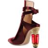 imageFSJ Women Classic Pointed Toe Crystal Block Chunky High Heels Bootie Elastic Ankle Wrap Slingback Party Shoes Size 415 M USDark Red Crystal