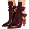 imageFSJ Women Classic Pointed Toe Crystal Block Chunky High Heels Bootie Elastic Ankle Wrap Slingback Party Shoes Size 415 M USDark Red Crystal
