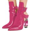imageFSJ Women Classic Pointed Toe Crystal Block Chunky High Heels Bootie Elastic Ankle Wrap Slingback Party Shoes Size 415 M USDeep Pink Crystal