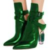 imageFSJ Women Classic Pointed Toe Crystal Block Chunky High Heels Bootie Elastic Ankle Wrap Slingback Party Shoes Size 415 M USGreen Crystal