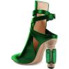 imageFSJ Women Classic Pointed Toe Crystal Block Chunky High Heels Bootie Elastic Ankle Wrap Slingback Party Shoes Size 415 M USGreen Crystal
