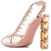 imageFSJ Women Clear Rhinestone Peep Toe Slingback Pumps Chunky Block High Heel Sparkling Crystal Slip On Party Dance Sexy Dress Shoes Size 416 USChampagne Gold