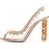 imageFSJ Women Clear Rhinestone Peep Toe Slingback Pumps Chunky Block High Heel Sparkling Crystal Slip On Party Dance Sexy Dress Shoes Size 416 USGold