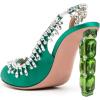 imageFSJ Women Clear Rhinestone Peep Toe Slingback Pumps Chunky Block High Heel Sparkling Crystal Slip On Party Dance Sexy Dress Shoes Size 416 USGreen