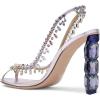 imageFSJ Women Clear Rhinestone Peep Toe Slingback Pumps Chunky Block High Heel Sparkling Crystal Slip On Party Dance Sexy Dress Shoes Size 416 USLilac