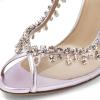 imageFSJ Women Clear Rhinestone Peep Toe Slingback Pumps Chunky Block High Heel Sparkling Crystal Slip On Party Dance Sexy Dress Shoes Size 416 USLilac