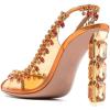 imageFSJ Women Clear Rhinestone Peep Toe Slingback Pumps Chunky Block High Heel Sparkling Crystal Slip On Party Dance Sexy Dress Shoes Size 416 USOrange Gold