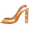 imageFSJ Women Clear Rhinestone Peep Toe Slingback Pumps Chunky Block High Heel Sparkling Crystal Slip On Party Dance Sexy Dress Shoes Size 416 USOrange Gold