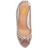 imageFSJ Women Clear Rhinestone Peep Toe Slingback Pumps Chunky Block High Heel Sparkling Crystal Slip On Party Dance Sexy Dress Shoes Size 416 USRose Brown