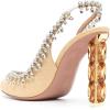 imageFSJ Women Clear Rhinestone Peep Toe Slingback Pumps Chunky Block High Heel Sparkling Crystal Slip On Party Dance Sexy Dress Shoes Size 416 USYellow