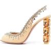 imageFSJ Women Clear Rhinestone Peep Toe Slingback Pumps Chunky Block High Heel Sparkling Crystal Slip On Party Dance Sexy Dress Shoes Size 416 USYellow