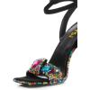 imageFSJ Women Colored Diamond Heel Sandals Square Open Toe Ankle Strap Special Jewel Chunky High Heel Sandals Party Shopping Holiday Shoes Size 416 USBlackcolorful Rhinestones