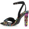 imageFSJ Women Colored Diamond Heel Sandals Square Open Toe Ankle Strap Special Jewel Chunky High Heel Sandals Party Shopping Holiday Shoes Size 416 USBlackcolorful Rhinestones