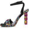 imageFSJ Women Colored Diamond Heel Sandals Square Open Toe Ankle Strap Special Jewel Chunky High Heel Sandals Party Shopping Holiday Shoes Size 416 USBlackcolorful Rhinestones