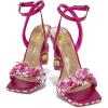 imageFSJ Women Colored Diamond Heel Sandals Square Open Toe Ankle Strap Special Jewel Chunky High Heel Sandals Party Shopping Holiday Shoes Size 416 USFuchsia