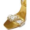 imageFSJ Women Colored Diamond Heel Sandals Square Open Toe Ankle Strap Special Jewel Chunky High Heel Sandals Party Shopping Holiday Shoes Size 416 USGold