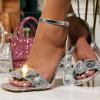 imageFSJ Women Colored Diamond Heel Sandals Square Open Toe Ankle Strap Special Jewel Chunky High Heel Sandals Party Shopping Holiday Shoes Size 416 USSilver