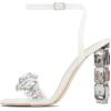 imageFSJ Women Colored Diamond Heel Sandals Square Open Toe Ankle Strap Special Jewel Chunky High Heel Sandals Party Shopping Holiday Shoes Size 416 USWhite