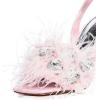 imageFSJ Women Crystal Chunky High Heel Sandals Open Square Toe Ankle Strap Buckle Clear Block Heel Fur Feather Cute Sparkly Dance Shoes Size 416 USPink