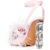 imageFSJ Women Crystal Chunky High Heel Sandals Open Square Toe Ankle Strap Buckle Clear Block Heel Fur Feather Cute Sparkly Dance Shoes Size 416 USPink