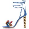 imageFSJ Women Gold Metal Chain Chunky High Heel Sexy Open Toe Butterfly One Strap Lace Up Sandals Party Prom Dressy Shoes Size 415 USBlue