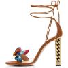 imageFSJ Women Gold Metal Chain Chunky High Heel Sexy Open Toe Butterfly One Strap Lace Up Sandals Party Prom Dressy Shoes Size 415 USBrown