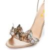 imageFSJ Women Gold Metal Chain Chunky High Heel Sexy Open Toe Butterfly One Strap Lace Up Sandals Party Prom Dressy Shoes Size 415 USGold