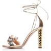 imageFSJ Women Gold Metal Chain Chunky High Heel Sexy Open Toe Butterfly One Strap Lace Up Sandals Party Prom Dressy Shoes Size 415 USGold