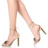 imageFSJ Women Gold Metal Chain Chunky High Heel Sexy Open Toe Butterfly One Strap Lace Up Sandals Party Prom Dressy Shoes Size 415 USGold