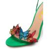 imageFSJ Women Gold Metal Chain Chunky High Heel Sexy Open Toe Butterfly One Strap Lace Up Sandals Party Prom Dressy Shoes Size 415 USGreen