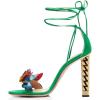 imageFSJ Women Gold Metal Chain Chunky High Heel Sexy Open Toe Butterfly One Strap Lace Up Sandals Party Prom Dressy Shoes Size 415 USGreen