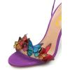 imageFSJ Women Gold Metal Chain Chunky High Heel Sexy Open Toe Butterfly One Strap Lace Up Sandals Party Prom Dressy Shoes Size 415 USPurple