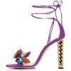 imageFSJ Women Gold Metal Chain Chunky High Heel Sexy Open Toe Butterfly One Strap Lace Up Sandals Party Prom Dressy Shoes Size 415 USPurple