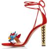 imageFSJ Women Gold Metal Chain Chunky High Heel Sexy Open Toe Butterfly One Strap Lace Up Sandals Party Prom Dressy Shoes Size 415 USRed