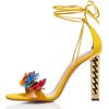 imageFSJ Women Gold Metal Chain Chunky High Heel Sexy Open Toe Butterfly One Strap Lace Up Sandals Party Prom Dressy Shoes Size 415 USYellow