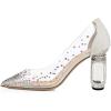 imageFSJ Women High Crystal Chunky Heel Transparent PVC Pumps Rhinestones 105mm Clear Heels Pointed Closed Toe Slip On Pump Bridal Wedding Party Dress Shoes Size 416 USSilver Glitter