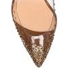 imageFSJ Women High Crystal Chunky Heel Transparent PVC Pumps Rhinestones 105mm Clear Heels Pointed Closed Toe Slip On Pump Bridal Wedding Party Dress Shoes Size 416 USBrown