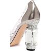 imageFSJ Women High Crystal Chunky Heel Transparent PVC Pumps Rhinestones 105mm Clear Heels Pointed Closed Toe Slip On Pump Bridal Wedding Party Dress Shoes Size 416 USSilver Grey