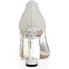 imageFSJ Women High Crystal Chunky Heel Transparent PVC Pumps Rhinestones 105mm Clear Heels Pointed Closed Toe Slip On Pump Bridal Wedding Party Dress Shoes Size 416 USSilver Glitter