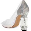 imageFSJ Women High Crystal Chunky Heel Transparent PVC Pumps Rhinestones 105mm Clear Heels Pointed Closed Toe Slip On Pump Bridal Wedding Party Dress Shoes Size 416 USSilver Sequins