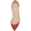 imageFSJ Women High Crystal Chunky Heel Transparent PVC Pumps Rhinestones 105mm Clear Heels Pointed Closed Toe Slip On Pump Bridal Wedding Party Dress Shoes Size 416 USRed