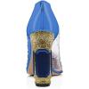 imageFSJ Women High Crystal Chunky Heel Transparent PVC Pumps Rhinestones 105mm Clear Heels Pointed Closed Toe Slip On Pump Bridal Wedding Party Dress Shoes Size 416 USBlue