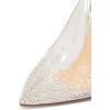 imageFSJ Women High Crystal Chunky Heel Transparent PVC Pumps Rhinestones 105mm Clear Heels Pointed Closed Toe Slip On Pump Bridal Wedding Party Dress Shoes Size 416 USSilver Sequins