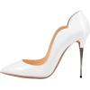 imageFSJ Women High Heels Closed Pointed Toe Pumps Sexy Slip On Metal Stilettos Party Wedding Daily Wear Basic Fashion Dressy Shoes Size 416 USWhite