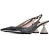 imageFSJ Women Pointed Toe Rhinestone Cone Low Heel Slingback Pumps Slip On Comfortable Ladies Satin Dancing Shoes Size 415 USBlack